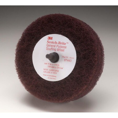 3M Scotch-Brite Roloc + General Purpose Scuffing Wheel 07443, 4 In X 1-1/8 In A Vfn FN510079398